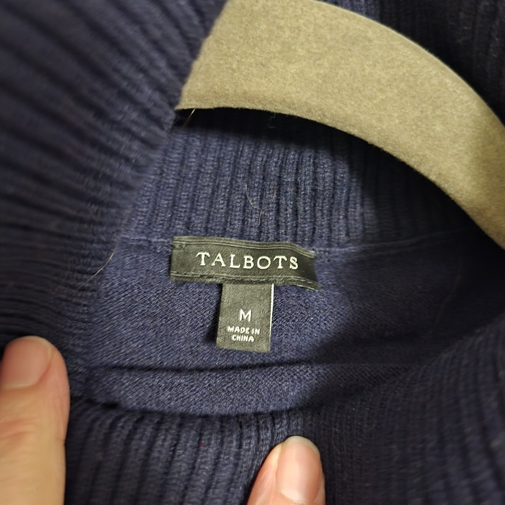 Talbots Womens Sweater DARK Blue Christmas Sweater Truck Lambswool Blend Navy M - Picture 9 of 11